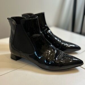 AGL Patent Leather Ankle Chelsea Boots